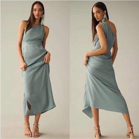 New Favorite Daughter The Singles Table Dress Polka Dot Slate Blue Maxi Sz 2 - Picture 4 of 15